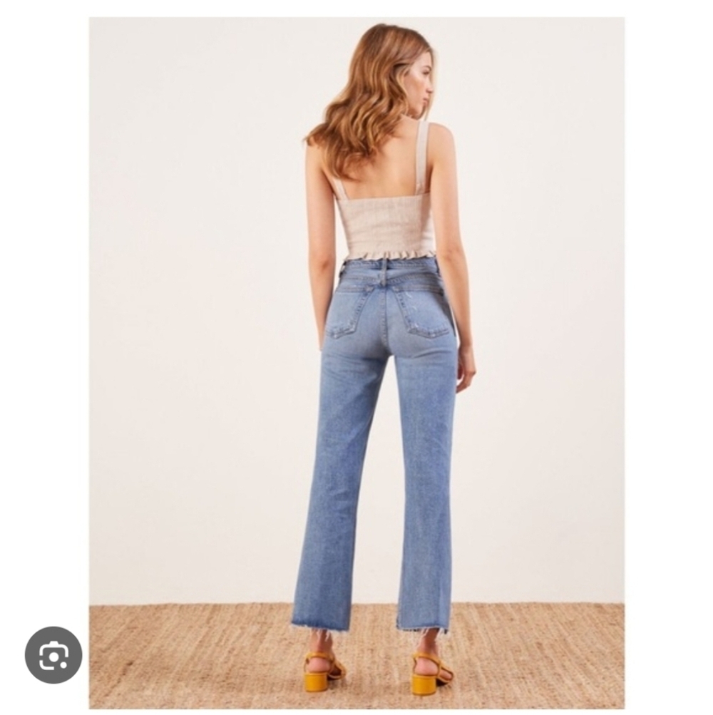 Reformation Cropped Flood Blue Jeans